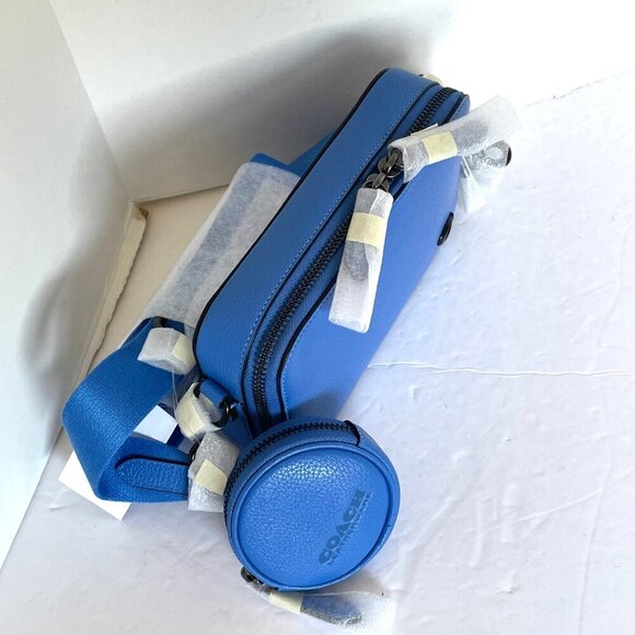 Coach Charter Slim Crossbody Messenger Bag CC070 Blueberry Pebbled Leather Pouch - Picture 8 of 9